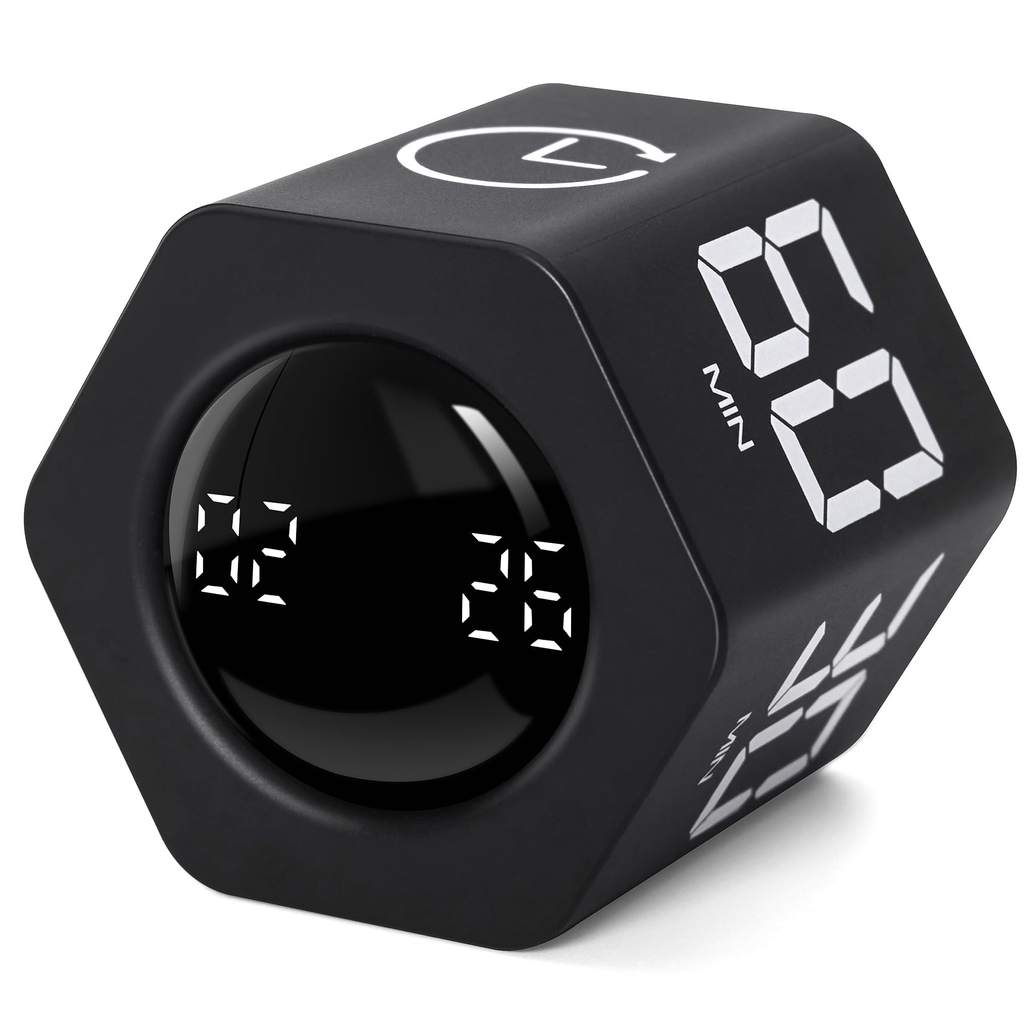 Pomodoro Timer for ADHD, Work & Study, 1,5,10,30,60 Minutes Preset, Gravity Sensor & Mute Desk Productivity Cube, Back